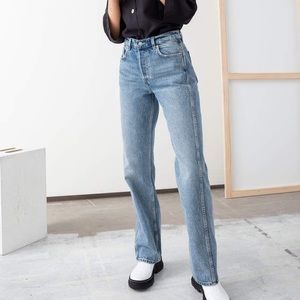 & other stories straight mid rise organic cotton jeans
